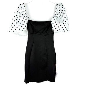 NWT ASOS Design Square Seamed Mini Dress in Spot Mix Print Black Size 4 NEW